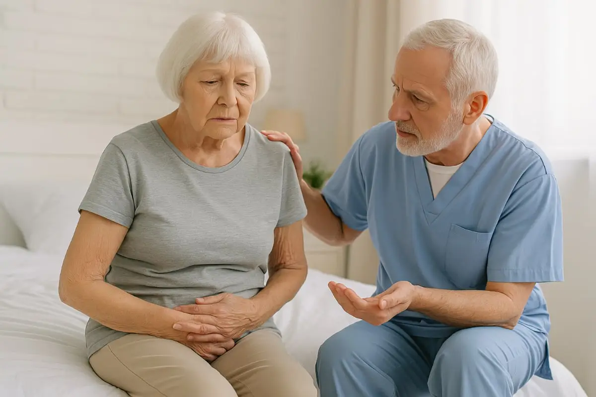 Donna che vive piccoli episodi di enuresi in modo discreto